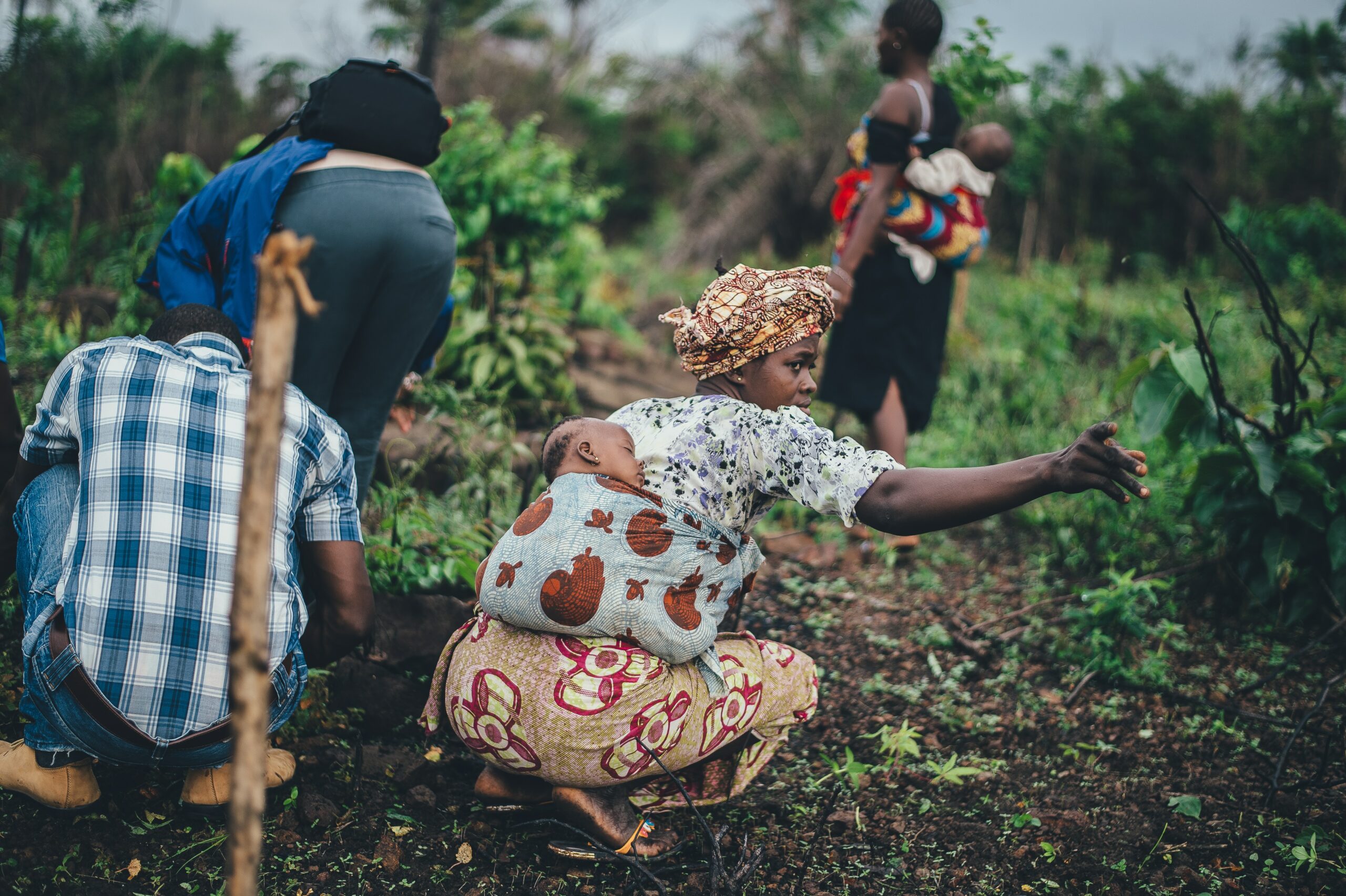 Woman working on a field